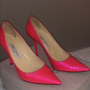 Jimmy Choo Neon Patent Geranium Heel